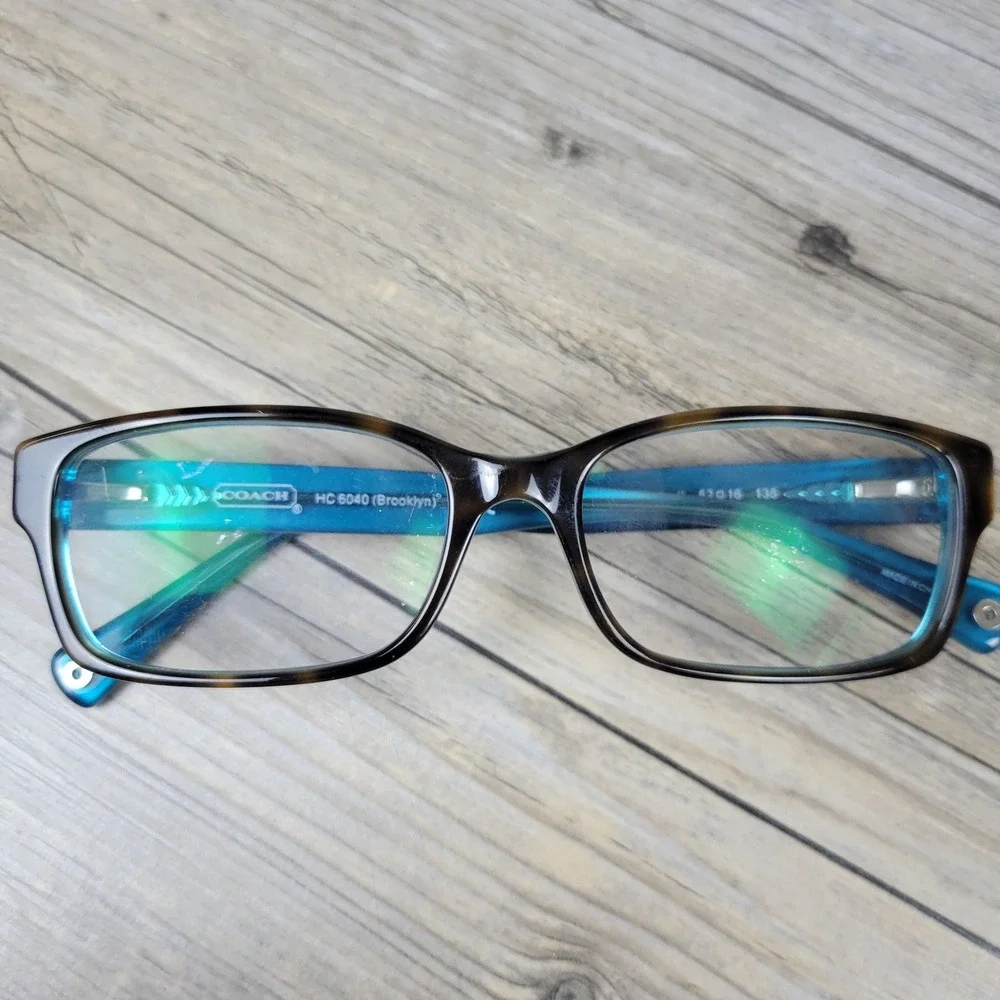 Coach Eyeglasses Frames HC 6040 Brooklyn 5116 Dark Tortoise Teal Women 52-16